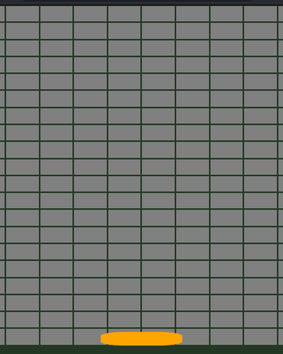 prázdná mřížka s červenou koulí a oranžovou pálkou — arkanoid WIP